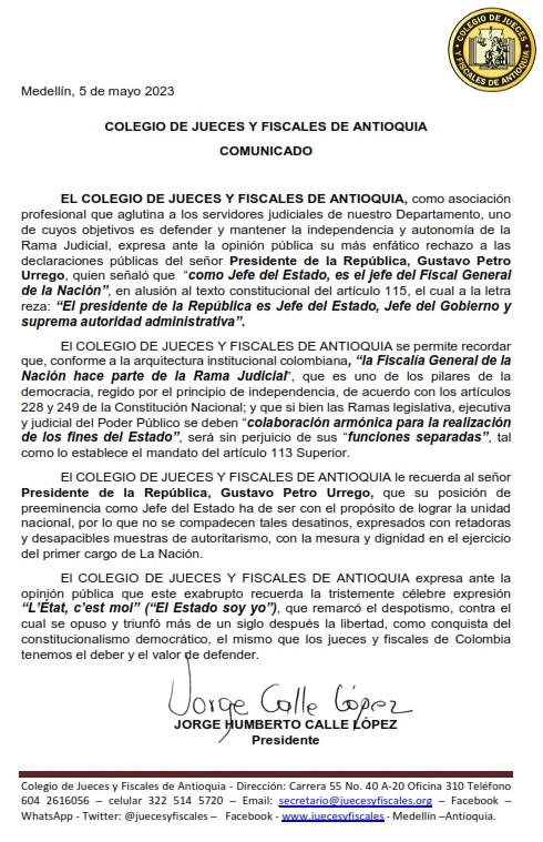 COLEGIO DE JUECES Y FISCALES DE ANTIOQUIA comunicadodef 001